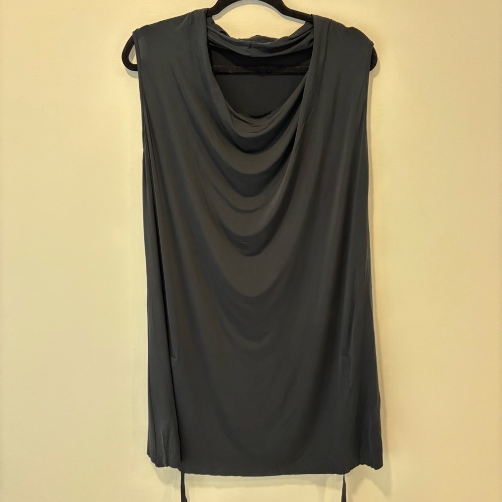 All Saints Black Amei Sleeveless Dress Shirt Blouse Adjustable Draping Luxury